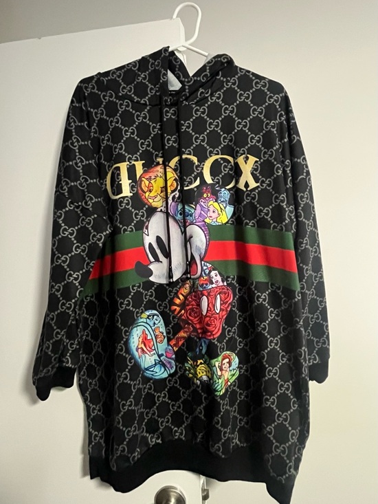 Gucci Other - Gucci Black Monogram Graphic Disney Hoodie with Red & Green Stripe